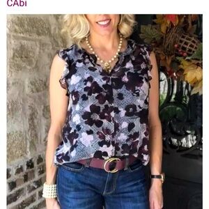 CAbi Weaver Ruffle Sleeveless Blouse